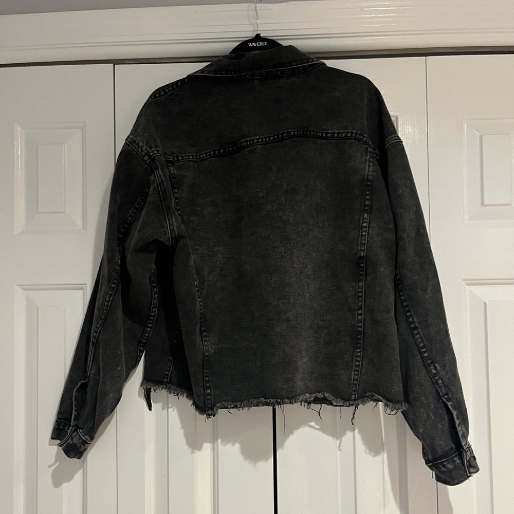PRINCESS POLLY size small/medium black denim jacket - Picture 2 of 3